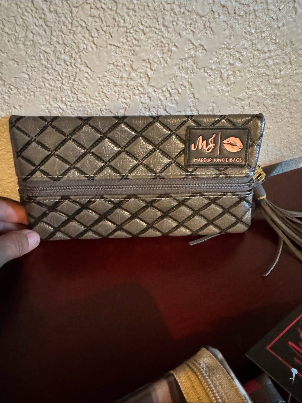 Makeup Junkie Bags Quilted genuine leather grey mini bag